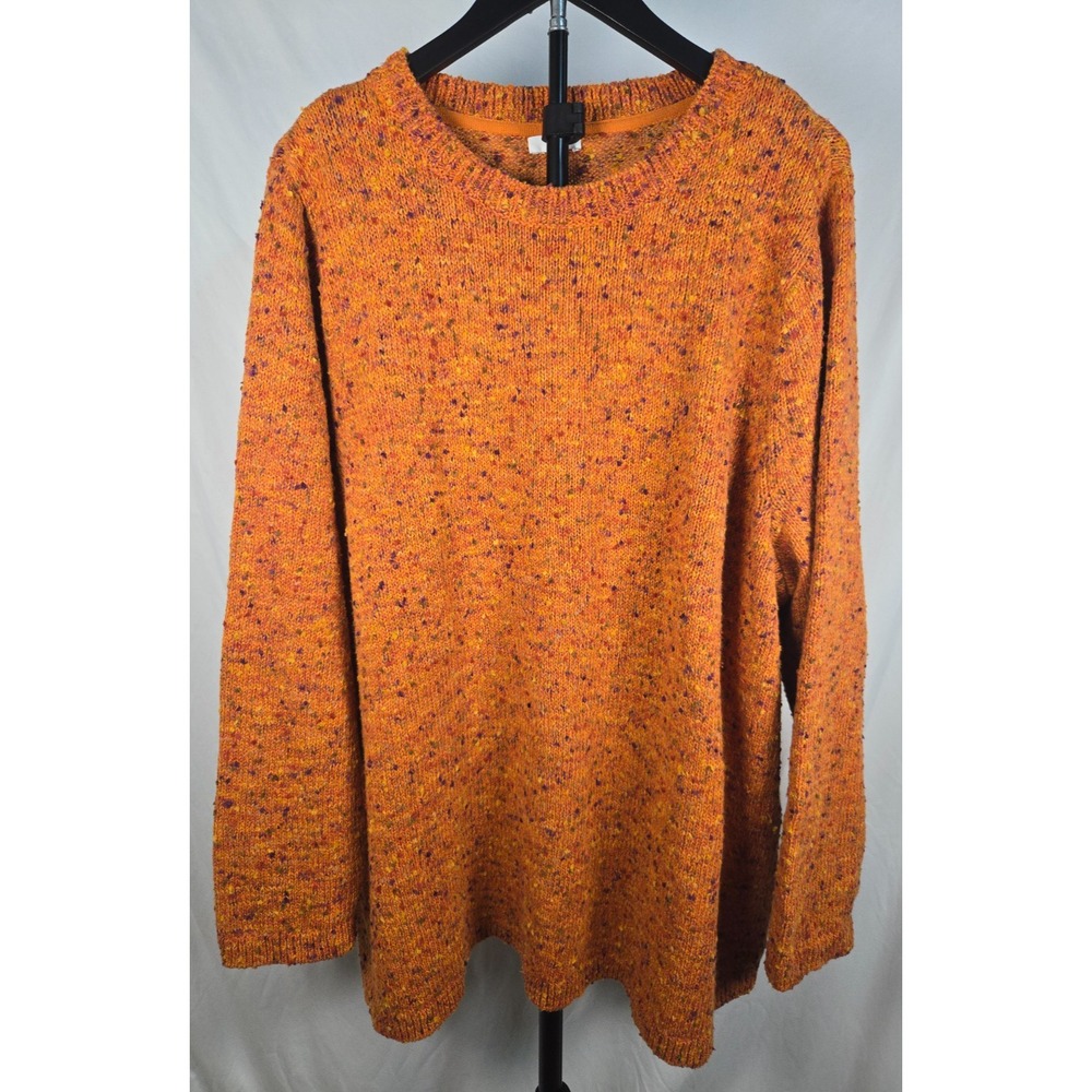 J.Jill Orange Marled Knit Speckled Sweater Sz 3X Rust Pumpkin Fall Crewneck